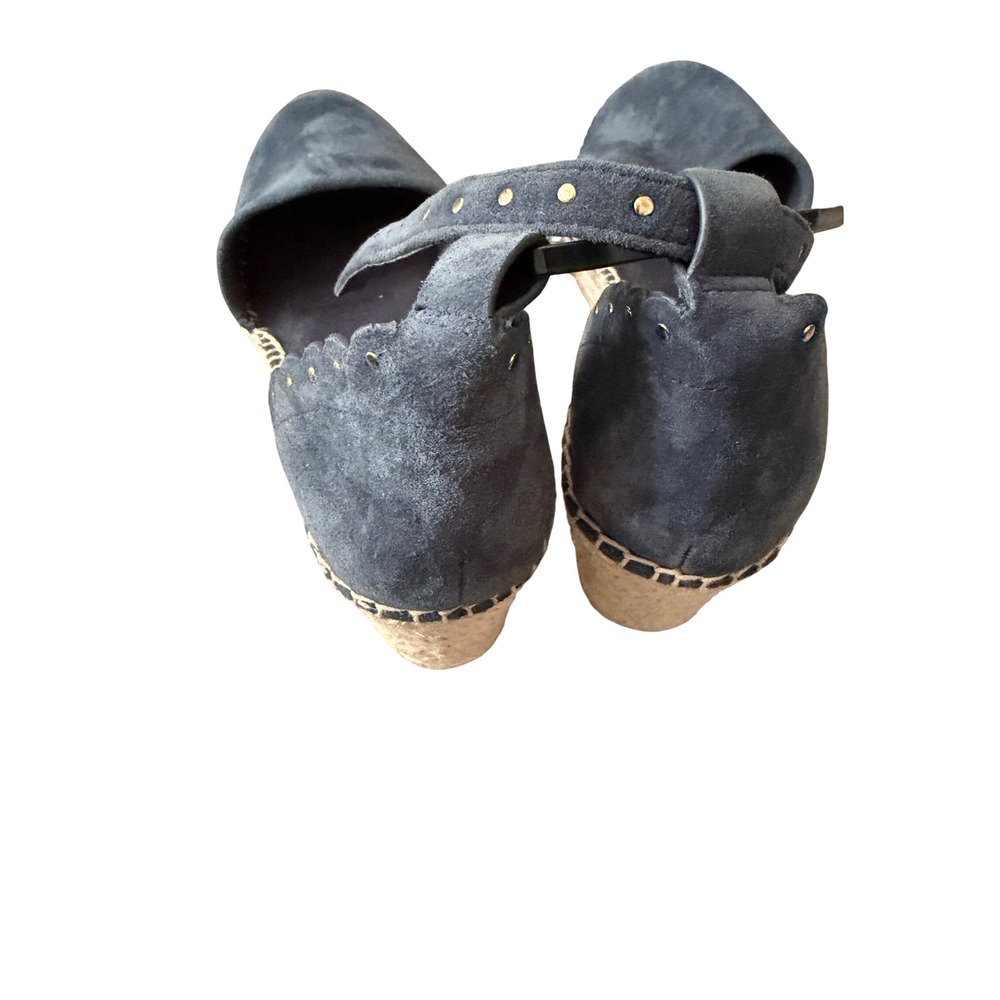 Kate Spade Polly Navy Blue Suede Scalloped Espadrille Wedge Sandals 6B AS IS - Picture 5 of 6